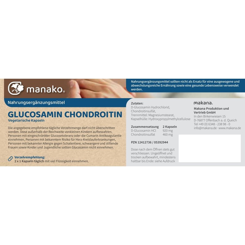 manako Glucosamine and Chondroitin Capsules, Pack of 300, 240 g