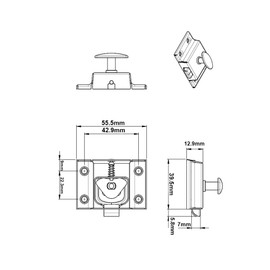 QCAA Oval Turn Cabinet Latch, for Cupboard & Other Furniture, Large, Brass Plated, Made in Taiwan, 2 Pack
