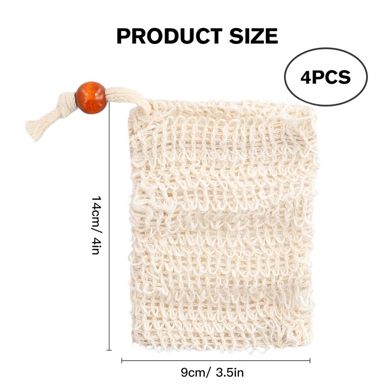 4 PCS Seifensäckchen Bio, Seifensäckchen für Feste Seife, Bio Sisal