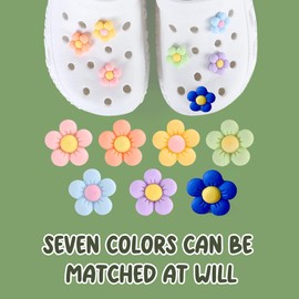 Flower Shoe Charms,14 PCS Shoe Decoration Charms with Buttons Durable Waterproof Shoe Charms for Kids Girls Woman Adults Party Decorations Birthday Christmas