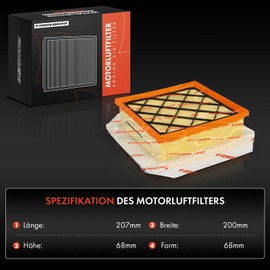 Frankberg Air Filter Engine Filter Insert Compatible with Meriva B MPV S10 1.4L-1.7L 2010-2017 Meriva MK II (B) S10 1.4L-1.7L 2010-2024 Replace# 13356945