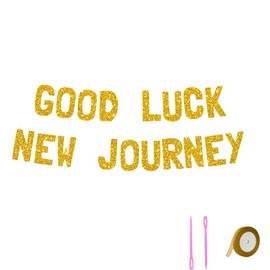 Meowoo Cheers to New Beginnings Decor, 7.7 Inch Reusable Glittery Gold Banner, Good Luck New Journey, Easy-to-Assemble Party Supplies for Teens, Celebration Decorations
