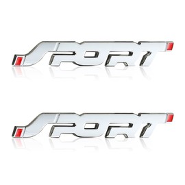 2 Pack 3D Metal Car Sport Sticker, Sport Logo Emblem Badge Decals, Car Side Fender Rear Trunk Sport Sticker (Silver) CN001