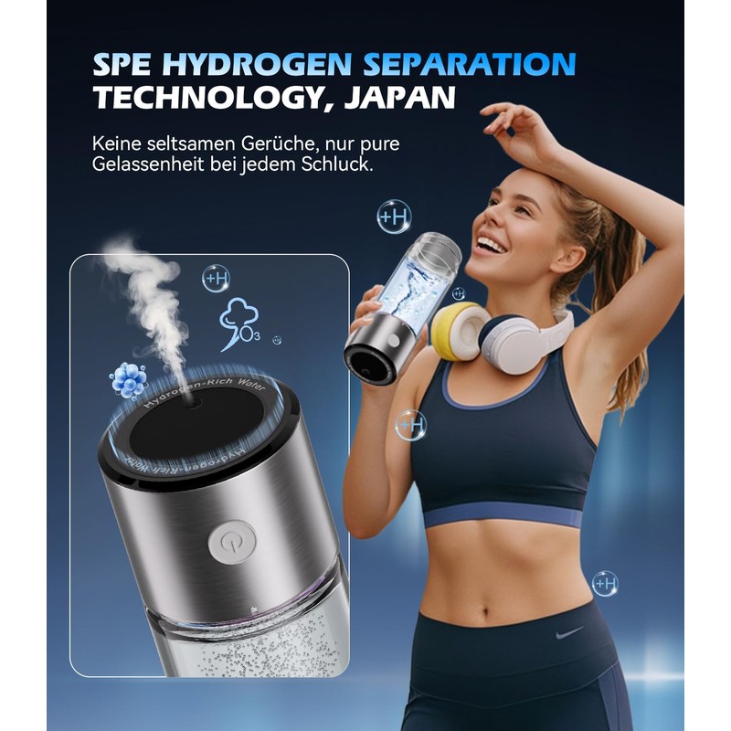 XSWCCJJ Hydrogen Water Bottle, SPE PEM Technology - 5000PPB, Double