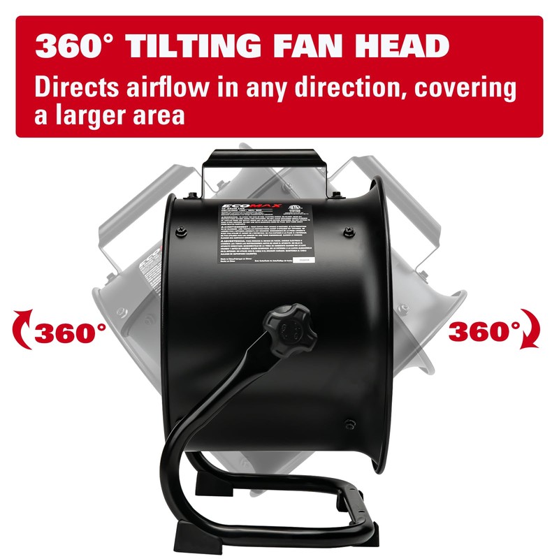 10-Inch High-Velocity Drum Air Circulator Fan, Heavy-Duty Shop Fan with
