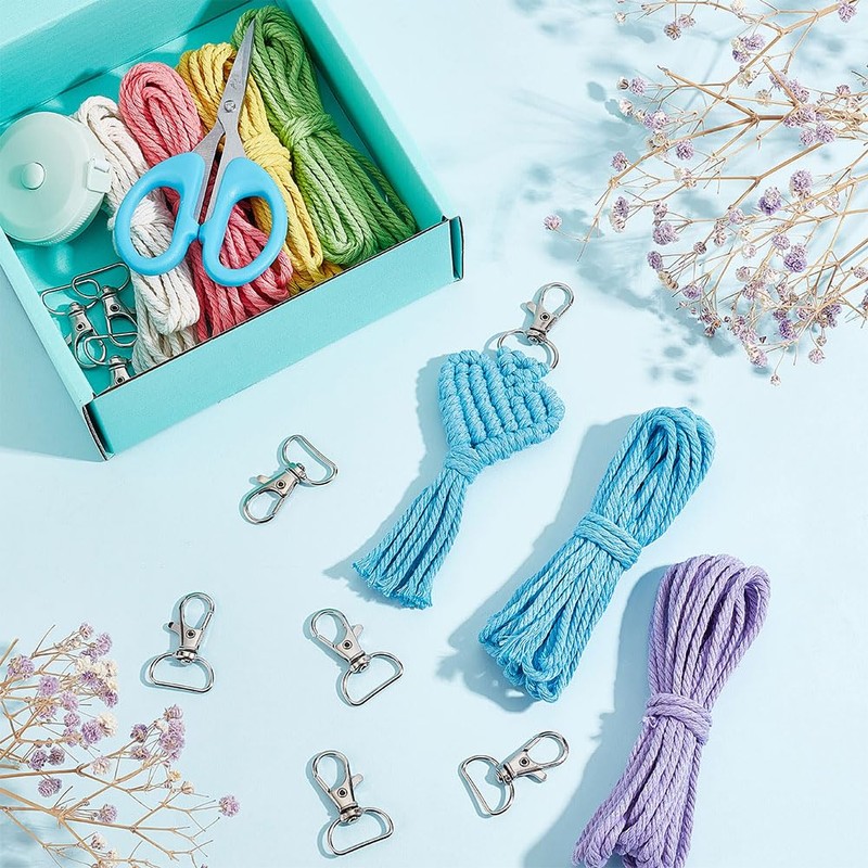 FREEBLOSS Set of 6 Creative Heart Macrame Key Chain Set