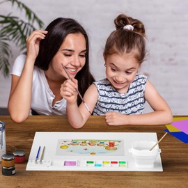 Silicone Craft Mat, 20"x16" Silicone Painting Mat with Cup, Nonstick Silicone Sheet for Resin Jewelry Casting, Creator Silicone Mat for Art, DIY, Drawing, Clay and Play Doh (White)