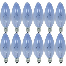 GE Lighting 48714 60-Watt 490-Lumen Reveal Blunt Tip Light Bulb with Candelabra Base, 12-Pack.