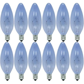 GE Lighting 48714 60-Watt 490-Lumen Reveal Blunt Tip Light Bulb with Candelabra Base, 12-Pack.