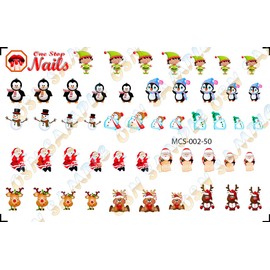 Christmas Santa, Happy Santa (Ver.2) Clear waterslide Nail Art Decals (Tattoos) by One Stop Decals.