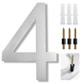 8 Inch Large House Numbers, Floating Sliver House Numbers Plaques，Modern Door Numbers Plates Signs with Nail Kit for Outside Wall Address Garden Mailbox Dec,Strong Sliver Acrylic Material(4)
