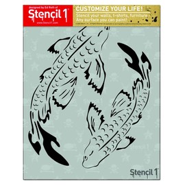Stencil1 Koi Stencil Durable Quality Reusable Stencils for Painting - Create Stencil Crafts and Decor - Decor on Walls Fabric & Furniture Recyclable Art Craft - 8.5" x 11"