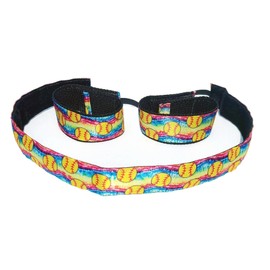 Tie-Dye Softball Pattern Nylon Adjustable Dog Collar, 1 inch Wide