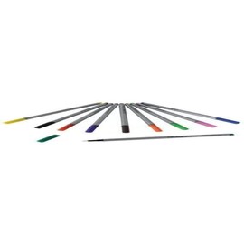Pack of 10 Pens Assorted Colours Fineliners Fine 0.4mm Metal Encased Fibre Tip colours: black brown purple blue dark green light green yellow orange red and pinkColours Fineliners Fine 0.4 Fibre tip pen with 0.4mm line width, Assorted colours, PACK of 10
