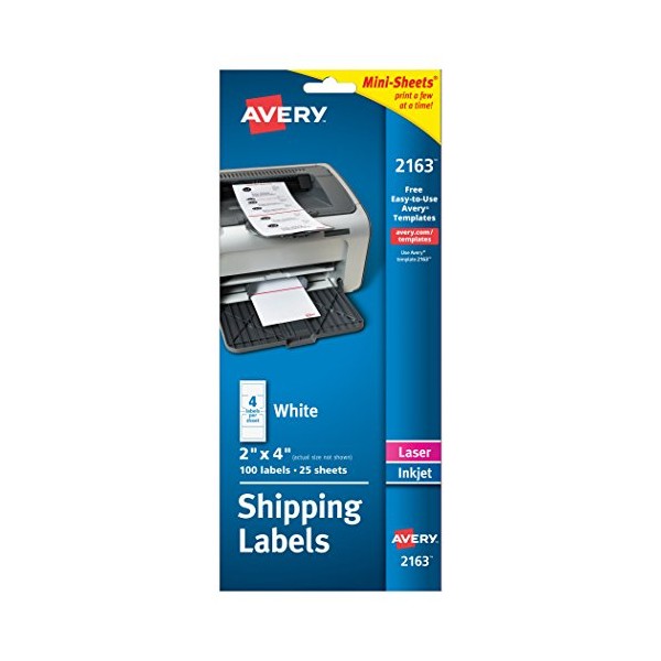 Avery Mini-Sheets Shipping Labels 2" x 4", Pack of 100