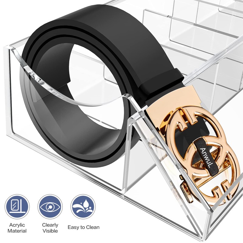 Acrylic Belt Organizer, ToyaJeco 5 Compartments Belt Storage Holder for