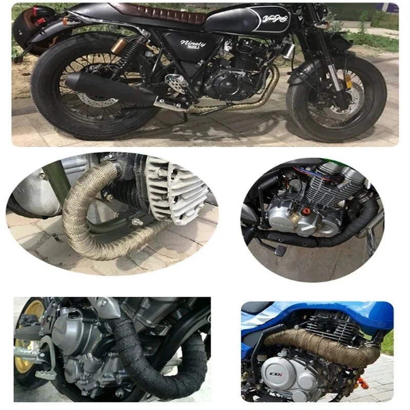 Unbranded Titanium 2" 33FT Exhaust Header Heat Wrap Trap Motorcycle