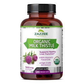 🌿 Zazzee Cardo Mariano Orgánico 🌟 Detox & Salud Hepática 💚 | 120 Cáps Veganas