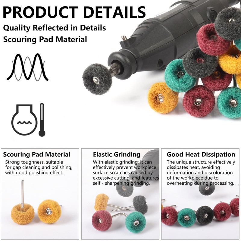 40 PCS Double-Layer Buffing Pads, Multi-Grit Abrasive Wheels (80/150/240/400) for