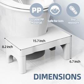 Heavy Duty Toilet Stool for Squatting, 6.7 Inch Non-Slip Plastic Poop Stool for Adults & Children, Bathroom Assistance Steps for Better Posture