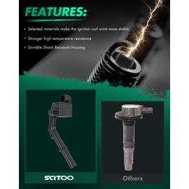 SCITOO Set of 6 ignition coils with 6 iridium Spark Plugs Replacement for Ram ProMaster 1500 3.6L 2014-2017,for ProMaster 1500 3.0L 2014-2017 Replace UF648 97390