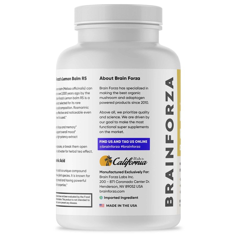 Brain Forza Lemon Balm R5 Extract Capsules - Standardized Extract