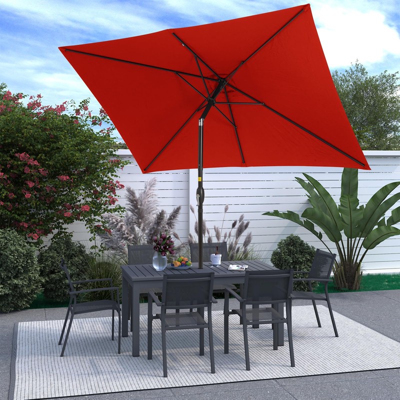 SUNVIVI OUTDOOR 6.5 x 10 Ft Rectangular Patio Umbrella Aluminum
