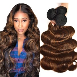P4/30 Highlight Human Hair Bundles Body Wave Bundles Human Hair 22 24 26 Inch Body Wave Bundles Ombre Brown Double Weft Hair Extensions