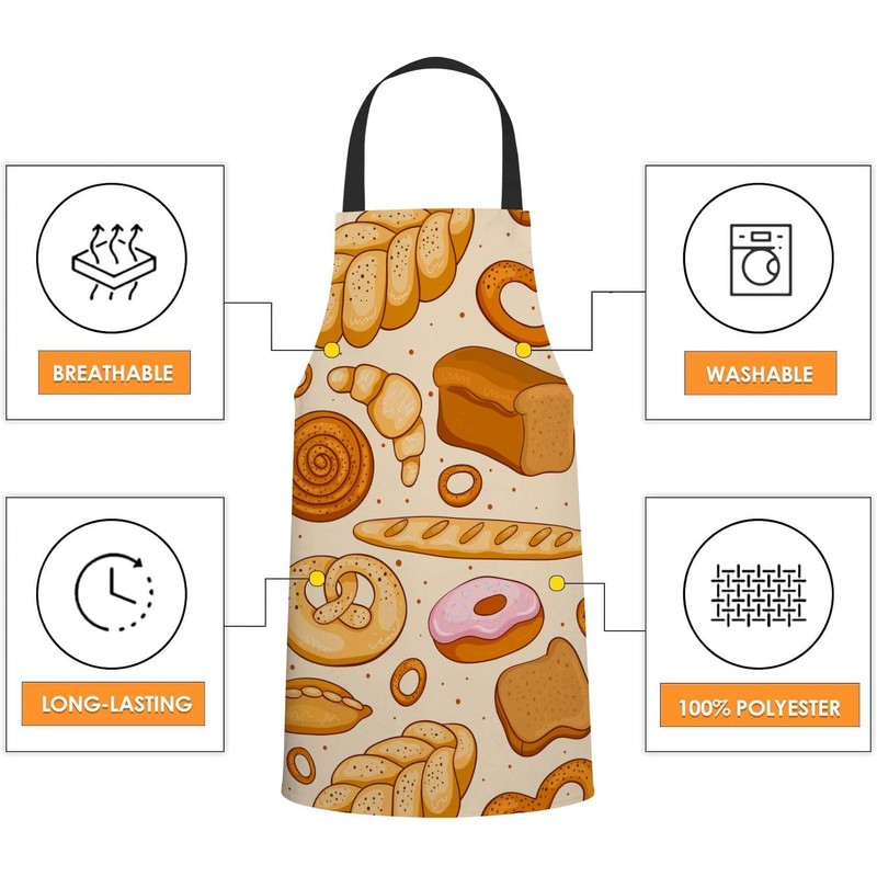BGBDEIA Different Bread Kitchen Apron for Women Men, Adjustable Apron