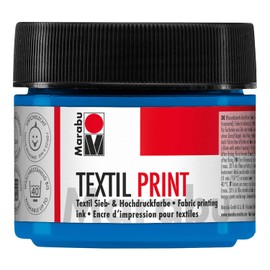 Marabu 17030050956 Textile Print Primary Cyan 100 ml, Water-based Sieve and High Pressure Ink, Odourless and Lightfast, Long Open Time, for Light and Dark Textiles