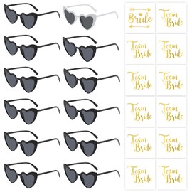 Heart Sunglasses Wedding Women, Pack of 24 Bride to Be Decorative Sunglasses, Heart Shape and Team Tattoo Stickers, Party Glasses, Heart Sunglasses, Team Bride, Hippie Heart-Shaped Glasses for Wedding