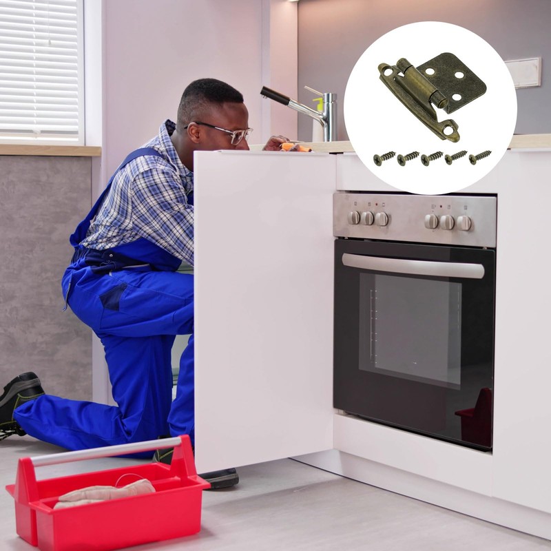 sourcing map Cabinet Kitchen Inset Hinges, 2Pcs 1/2" Overlay Semi-Concealed