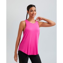 RUNNING GIRL Womens Workout Tops for Women Racerback Tank Tops Mesh Yoga Shirts Athletic Running Tank Tops Sleeveless Gym Clothes(ZS3078_Hot Pink_M)