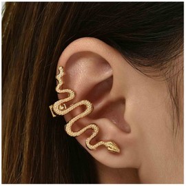 Aneneiceera Vintage Snake Ear Cuff Earrings Gold Serpent Cuff Earrings Punk Snake Ear Cuff Wrap Earrings Snake Clip on Earrings Jewelry for Women (Right)
