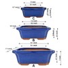 MUZHI 3 Pack Ceramic Rectangular Bonsai Tree Planter Pot Set