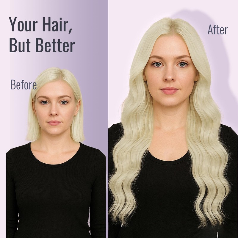 Fshine Blonde Tape in Hair Extensions Human Hair 60 Platinum