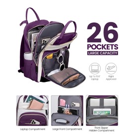 LOVEVOOK Laptop Backpack Women 15,6 inch, Waterproof Rucksack Bag for Women with USB Port & Anti-theft Zipper, Large Womens Laptop Bags Back Pack for Work College Teacher Uni School Travel