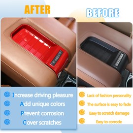 LLKUANG Center Console Armrest Box Storage Box Cover Slot Sticker Car Accessories for Toyota Tundra 2014-2021 ABS Plastic (Red)