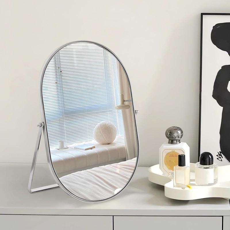Numjeg Vanity Makeup Mirror for Desk with Metal Stand Tabletop