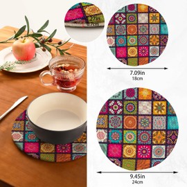 Kitchen Trivets Pot Holders Set of 2, Mexican Tiles Mandala Trivets for Hot Pots Dishes Woven Trivet Coaster Pad Mat for Counter