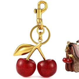 Cherry Keychain Bag Charms, Glitter Cherry Purse Charms, Cute Keychain Bag Charm, Backpack Wallet Accessories for Women Christmas Valentine Gifts