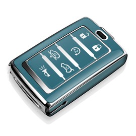 Tukellen for Jeep Key Fob Cover Soft TPU Full Protection Key Case Compatible with 2021-2024 Grand Cherokee L Grand Wagoneer Key Shell (Storm Blue, 6 Buttons)