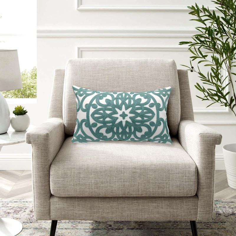 Alysheer Embroidered Lumbar Decorative Throw Pillow Cover 12"x 20", Classic