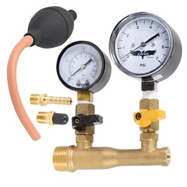 GasTester Kit with Case, 7 PSI & 160 PSI Gauges, Valve, Adapter, Bulb and Hose, Snifter Valve, Long Body Tee