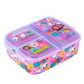 Zawadi Global Gabby's Dollhouse Kids Childrens Multi Compartment Rectangular School Travel Lunch Food Box Sandwich Bento Container, BPA Free