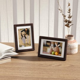 RICHFOCUS 4x6 Picture Frame, Natural Solid Walnut Wood Picture Frame with High Tempered Glass, Handcrafted Rounded Corner 4 by 6 Wooden Frame Matted to 3x5 Photo for Wall & Tabletop Display