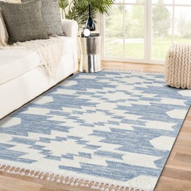 LUXE WEAVERS Ibiza Collection 8068 Blue 8x10 South Western Geometric Area Rug