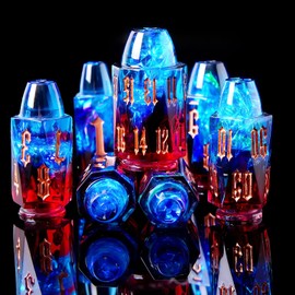 Resin Bullet DND Dice Set - 7-Piece Polyhedral Dice for Dungeons & Dragons RPG Games（Bule red）