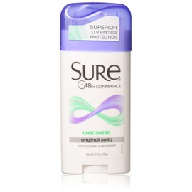 Sure Original Solid Unscented, Anti-Perspirant Deodorant 2.70 oz (Pack Of 3)