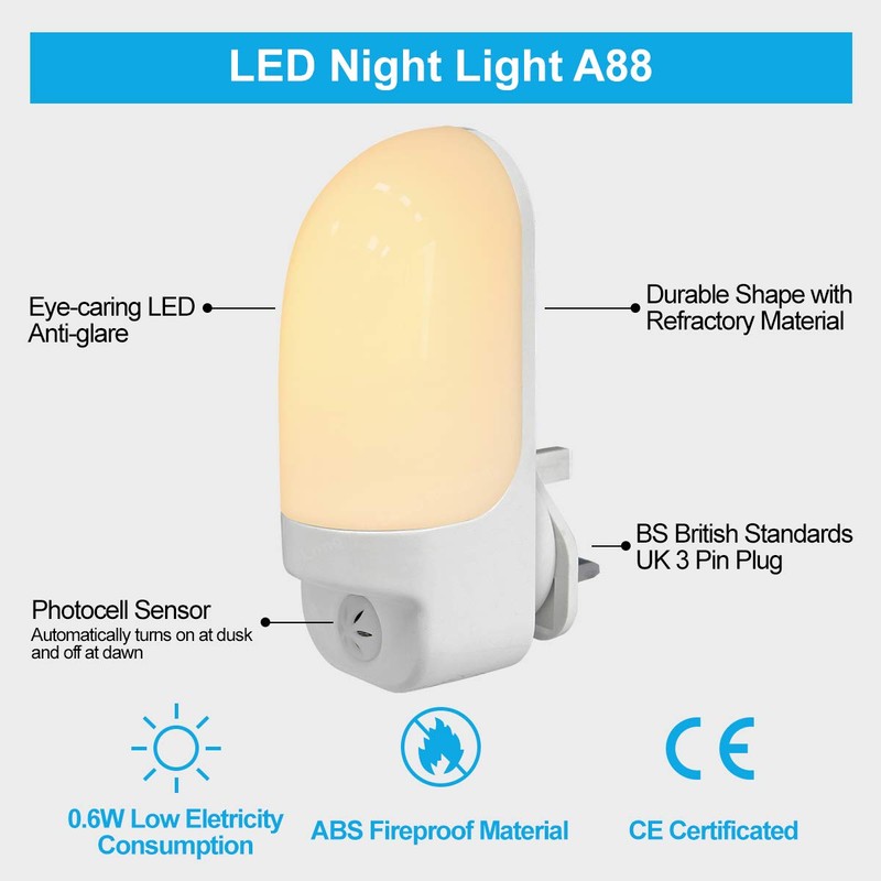 LED Plug in Night Light Dusk to Dawn Automatic Sensor